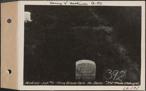 Haskins, Pine Grove Cemetery, lot H, North Dana, Mass., ca. 1928