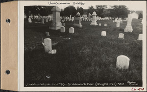 Jordan - White, Greenwich Cemetery, Douglas Extension, lot 18, Greenwich, Mass., ca. 1928