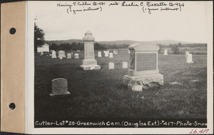 Daniel S. Cutler, Greenwich Cemetery, Douglas Extension, lot 25, Greenwich, Mass., ca. 1928