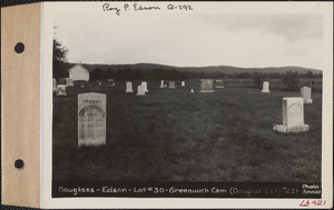 Douglass - Edson, Greenwich Cemetery, Douglas Extension, lot 30, Greenwich, Mass., ca. 1928