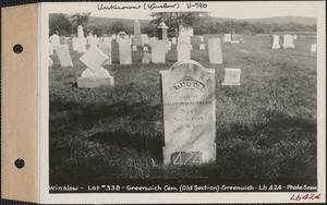 Winslow, Greenwich Cemetery, Old section, lot 338, Greenwich, Mass., ca. 1928