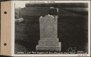 William H. Jones, Greenwich Cemetery, Douglas Extension, lot 44, Greenwich, Mass., ca. 1928
