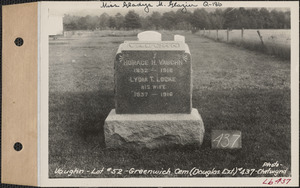 Horace H. Vaughn, Greenwich Cemetery, Douglas Extension, lot 52, Greenwich, Mass., ca. 1928