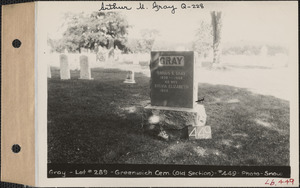 Darius S. Gray, Greenwich Cemetery, Old section, lot 289, Greenwich, Mass., ca. 1928