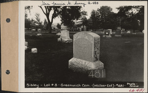 Clark R. Sibley, Greenwich Cemetery, Walker Extension, lot 8, Greenwich, Mass., ca. 1930-1931