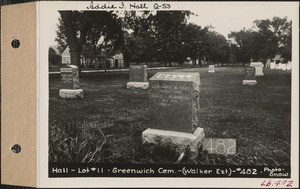 Benjamin M. Hall, Greenwich Cemetery, Walker Extension, lot 11, Greenwich, Mass., ca. 1930-1931