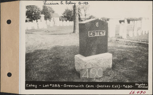 Estey, Greenwich Cemetery, Walker Extension, lot 28 1/2, Greenwich, Mass., ca. 1930-1931