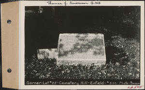 William Garner, Cemetery Hill Cemetery, lot 22, Enfield, Mass., ca. 1930-1931