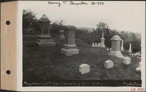 Boynton, Cemetery Hill Cemetery, lot 126, Enfield, Mass., ca. 1930-1931