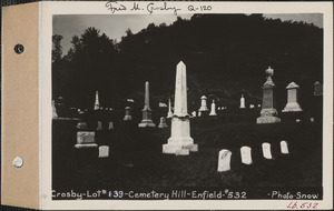 Crosby, Cemetery Hill Cemetery, lot 139, Enfield, Mass., ca. 1930-1931