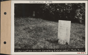 Winter, Church Cemetery, lot 155, Enfield, Mass., ca. 1930-1931