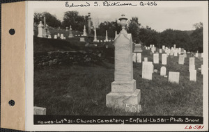 John H. Hawes, Church Cemetery, lot 31, Enfield, Mass., ca. 1930-1931