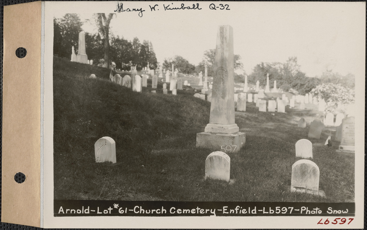 Arnold, Church Cemetery, lot 61, Enfield, Mass., ca. 1930-1931