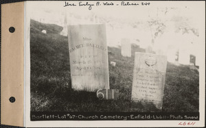 Bartlett, Church Cemetery, lot 67, Enfield, Mass., ca. 1930-1931