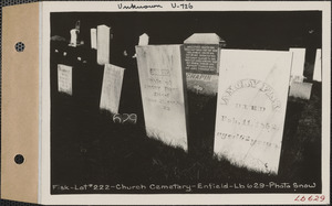 Amory Fisk, Church Cemetery, lot 222, Enfield, Mass., ca. 1930-1931