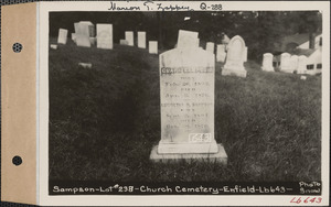 Clark Sampson, Church Cemetery, lot 238, Enfield, Mass., ca. 1930-1931