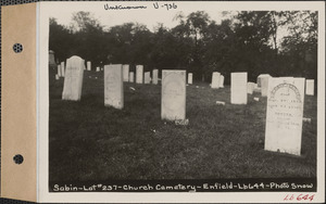 Darius Sabin, Church Cemetery, lot 237, Enfield, Mass., ca. 1930-1931