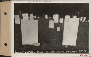 Bryant, Church Cemetery, lot 236, Enfield, Mass., ca. 1930-1931