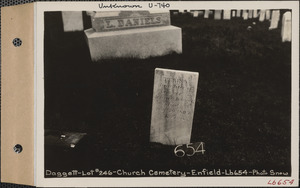 Daggett, Church Cemetery, lot 246, Enfield, Mass., ca. 1930-1931