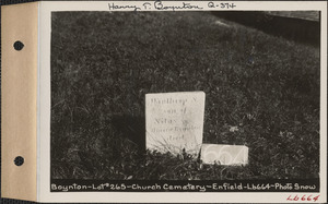 Boynton, Church Cemetery, lot 265, Enfield, Mass., ca. 1930-1931