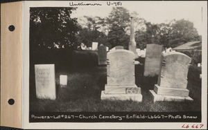Joseph Powers, Church Cemetery, lot 267, Enfield, Mass., ca. 1930-1931