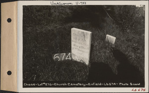 Chase, Church Cemetery, lot 276, Enfield, Mass., ca. 1930-1931