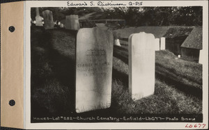 Charles W. Hawes, Church Cemetery, lot 282, Enfield, Mass., ca. 1930-1931