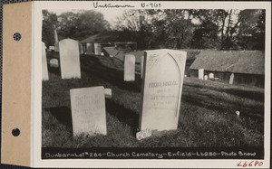 Daniel Dunbar, Church Cemetery, lot 284, Enfield, Mass., ca. 1930-1931