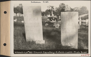 Mitchell, Church Cemetery, lot 82, Enfield, Mass., ca. 1930-1931