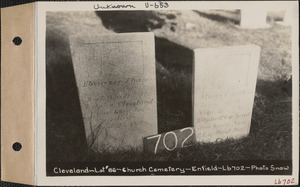 Cleveland, Church Cemetery, lot 86, Enfield, Mass., ca. 1930-1931