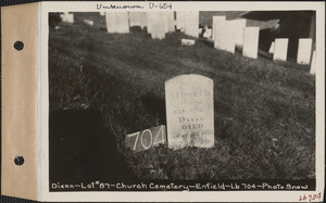 Dixon, Church Cemetery, lot 87, Enfield, Mass., ca. 1930-1931