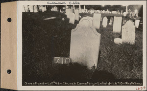 Sweetland, Church Cemetery, lot 98, Enfield, Mass., ca. 1930-1931