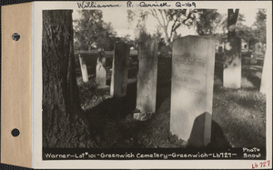 Cullen Warner, Greenwich Cemetery, Old section, lot 101, Greenwich, Mass., ca. 1930-1931
