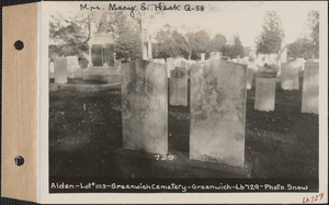 Alden, Greenwich Cemetery, Old section, lot 103, Greenwich, Mass., ca. 1930-1931