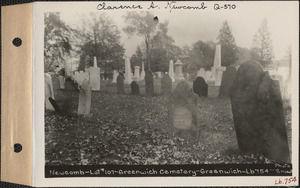 Newcomb, Greenwich Cemetery, Old section, lot 107, Greenwich, Mass., ca. 1930-1931