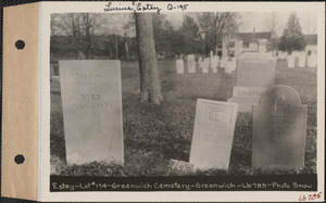 Estey, Greenwich Cemetery, Old section, lot 174, Greenwich, Mass., ca. 1930-1931