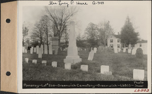 Pomeroy, Greenwich Cemetery, Old section, lot 208, Greenwich, Mass., ca. 1930-1931