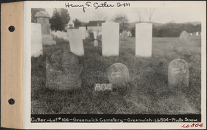 Cutler, Greenwich Cemetery, Old section, lot 166, Greenwich, Mass., ca. 1930-1931