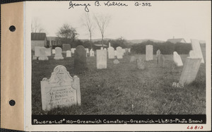 Jonathan F. Powers, Greenwich Cemetery, Old section, lot 190, Greenwich, Mass., ca. 1930-1931