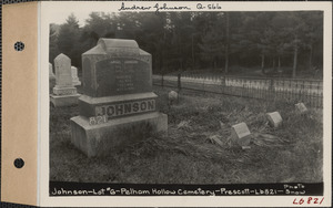 Ansel Johnson, Pelham Hollow Cemetery, lot 6, Prescott, Mass., ca. 1930-1931