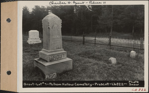Albert A. Grout, Pelham Hollow Cemetery, lot 7, Prescott, Mass., ca. 1930-1931