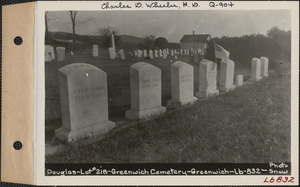 Douglas, Greenwich Cemetery, Old section, lot 218, Greenwich, Mass., ca. 1930-1931