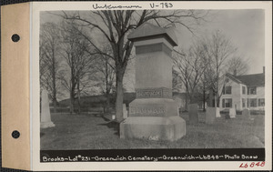 Brooks, Greenwich Cemetery, Old section, lot 231, Greenwich, Mass., ca. 1930-1931