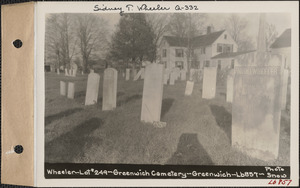 Wheeler, Greenwich Cemetery, Old section, lot 249, Greenwich, Mass., ca. 1930-1931