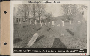 Wheeler, Greenwich Cemetery, Old section, lot 245, Greenwich, Mass., ca. 1930-1931