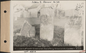 Cutler Barnes, Greenwich Cemetery, Old section, lot 433 (lot 433A), Greenwich, Mass., ca. 1930-1931