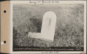 Arthur F. Leonard, Greenwich Cemetery, Old section, lot 433, Greenwich, Mass., ca. 1930-1931