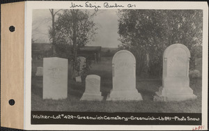 Walker, Greenwich Cemetery, Old section, lot 429, Greenwich, Mass., ca. 1930-1931
