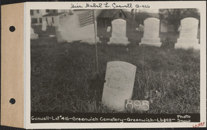 Hiram K. Caswell, Greenwich Cemetery, Old section, lot 416, Greenwich, Mass., ca. 1930-1931
