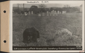D. P. (unknown), Greenwich Cemetery, Old section, lot 403, Greenwich, Mass., ca. 1930-1931
